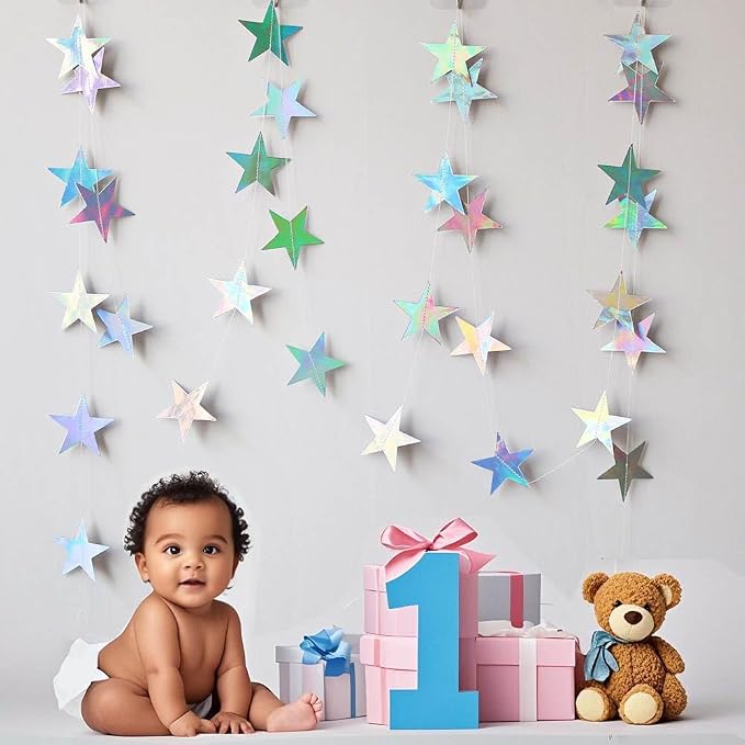 Iridescent Shining Star Hanging Garland Iridescent Hanging Sparkling Star - Image 3
