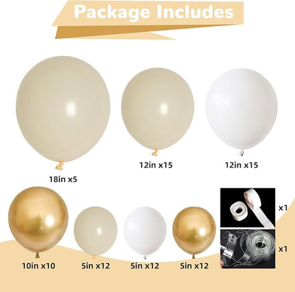 HILAVO White and Gold Balloon Arch Kit Nude White Beige Balloon Garland - Image 2