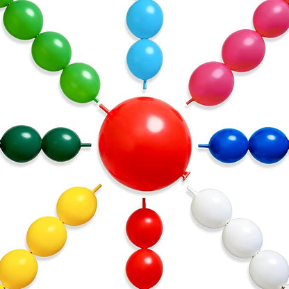 PartyWoo Rainbow Linking Balloons 100pcs 12 Inch Multicolor Link Balloons | by PartyWoo