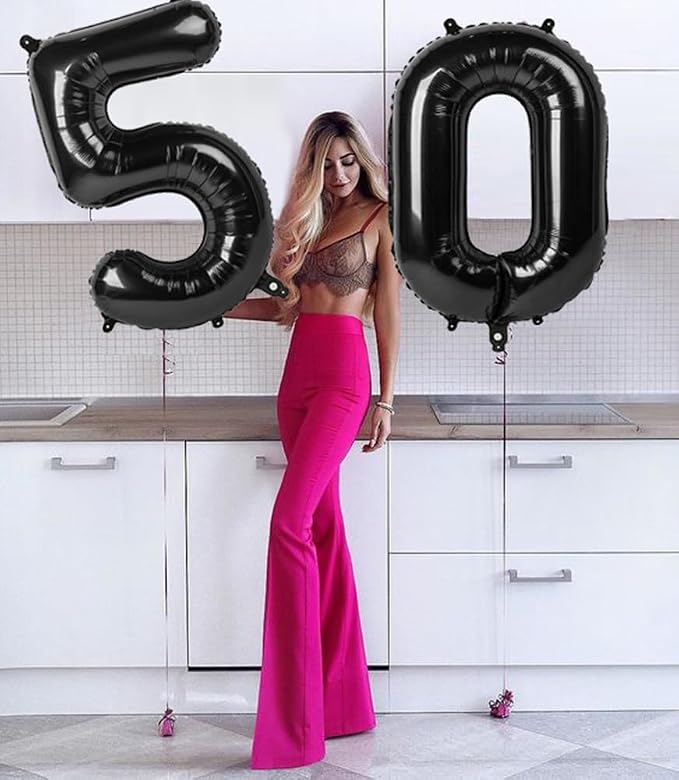 5 Balloon Numbers Party Decorations, 40In Black Balloons - Image 3