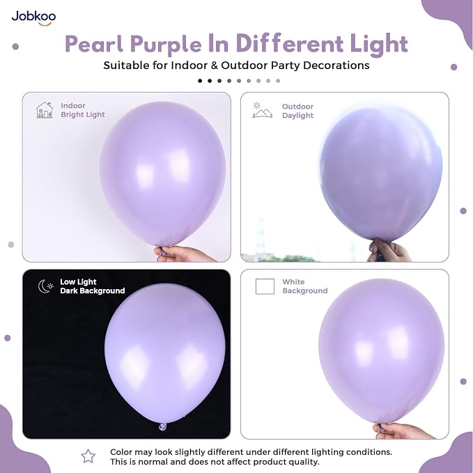Jobkoo Pearl Purple Balloons 12 inch, Pastel Light Purple Party Balloon | - Image 3