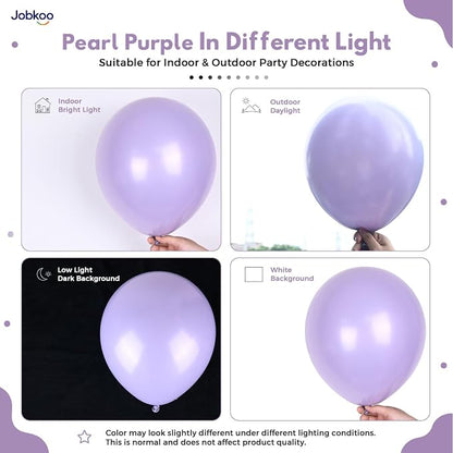 Jobkoo Pearl Purple Balloons 12 inch, Pastel Light Purple Party Balloon | - Image 3