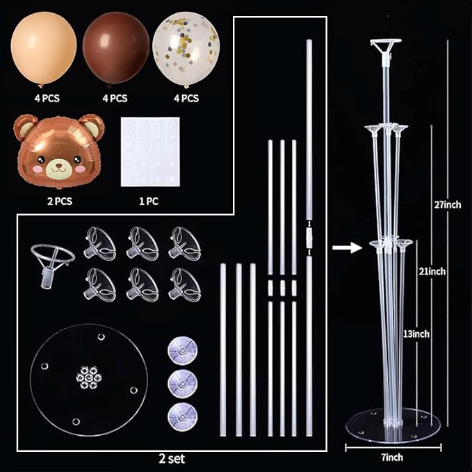 Teddy Bear Table Centerpiece Balloon Stand Kit Set of 2 - Image 3