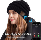 Wireless Music Beanie Hat for Men Women Unisex Winter Warm Soft Knit Cap Beanie with Wireless Headphone Headset Stereo HD Speaker Mic Boys Girls Tech hat