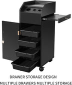 Large Lockable Wooden Trolley Cart On Wheels - Barber & Hair Salon Spa Tattoo Utility Cart