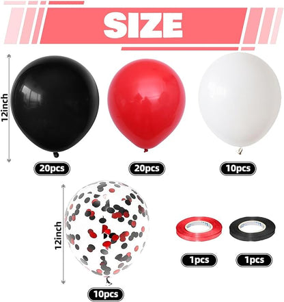 Black Red Confetti Balloons, 60 Packs 12 Inch Black Red Party Balloons - Image 2