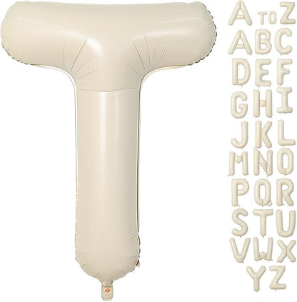 Cream Letter T Balloons, 40 Inch Balloons Letter T Mylar Helium Large T Balloon by BBPOOL