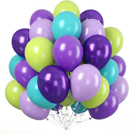 Paready Purple Green Balloons Set, 12 Inch Fruit Green Metallic Light Purple by Paready
