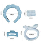 7 Pcs Spa Set, Facial Headband and Wristband Set, Skincare Accessories, College Style Girl Idea Gifts, Hair Accessories for Women and Girls (Blue)
