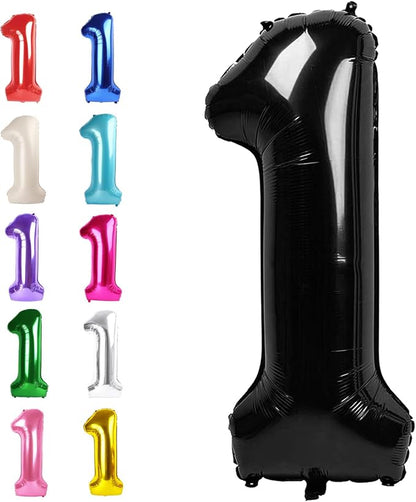 Black Number 1 Balloon 40 inch, Numbers 1 Birthday Balloons by Upgesy