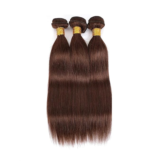 30 32 34 Inch Color 4 Bundles Human Hair Dark Brown Straight Bundles Niegmeag Brazilian Virgin Remy Hair Extensions Double Weft Soft and Silky Chocolate Brown Straight Bundle 150g