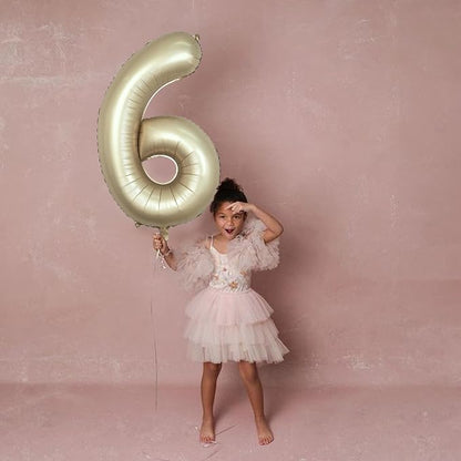 40 Inch Balloon Number 6 Champagne Gold, Large Foil Metallic Light Gold 6 - Image 8