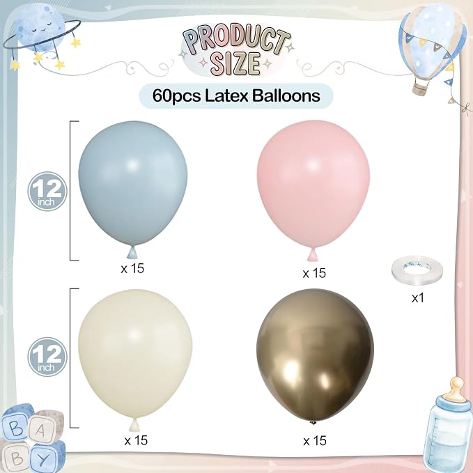 Gender Reveal Balloons, Chrome Gold Sand White Balloon - Image 2