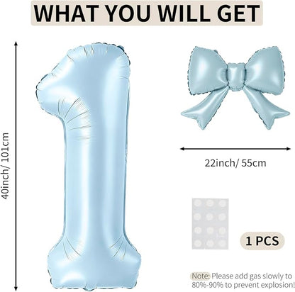 40 Inch Number 1 Balloon with Bow, Coquette Aesthetic Foil Balloon - Image 2