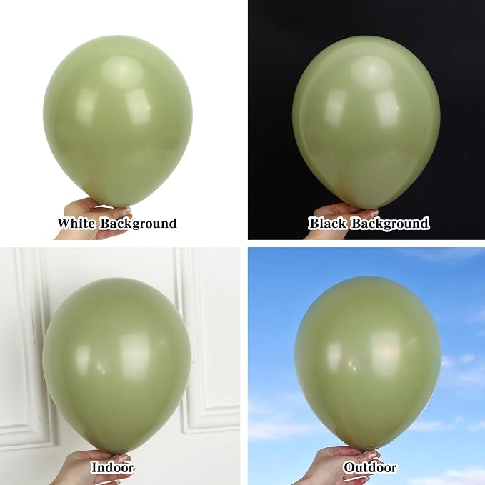 RUBFAC Sage Green Balloons Different Size Green Balloon Arch 154pcs | Olive - Image 4