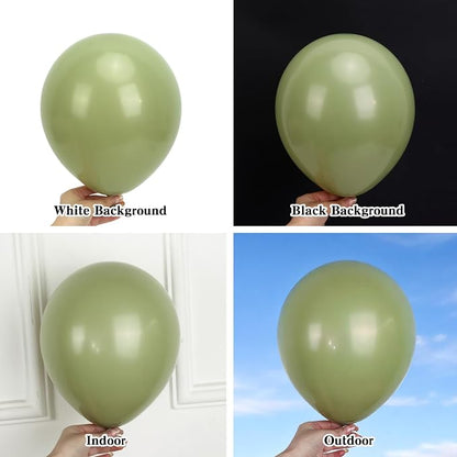 RUBFAC Sage Green Balloons Different Size Green Balloon Arch 154pcs | Olive - Image 4