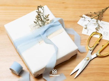 Vitalizart Baby Blue Chiffon Silk Ribbon 1" x 21 Yd Fringe Fabric Package - Image 3