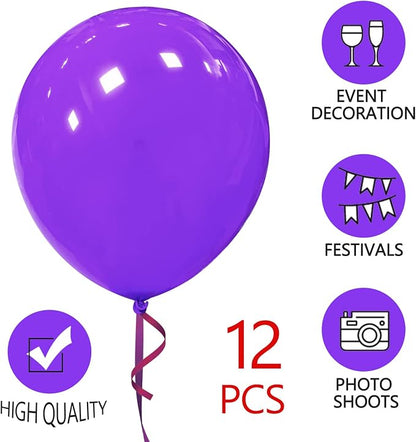 Purple Balloons 18 Inch 12 Pack Large Latex Party Balloons Round Helium Balloon - Image 3