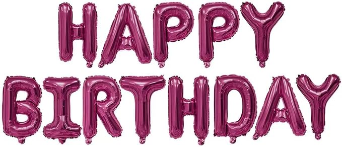 16 Inch Burgundy Birthday Happy Letter Balloon Banner Foil Film Anniversary by Unknown