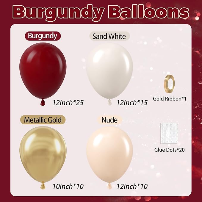 60pcs Maroon and Gold Balloons - Image 2