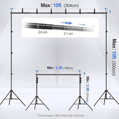 EMART Backdrop Stand 10x10ft Photo Studio Adjustable Background Stand Support - Image 2