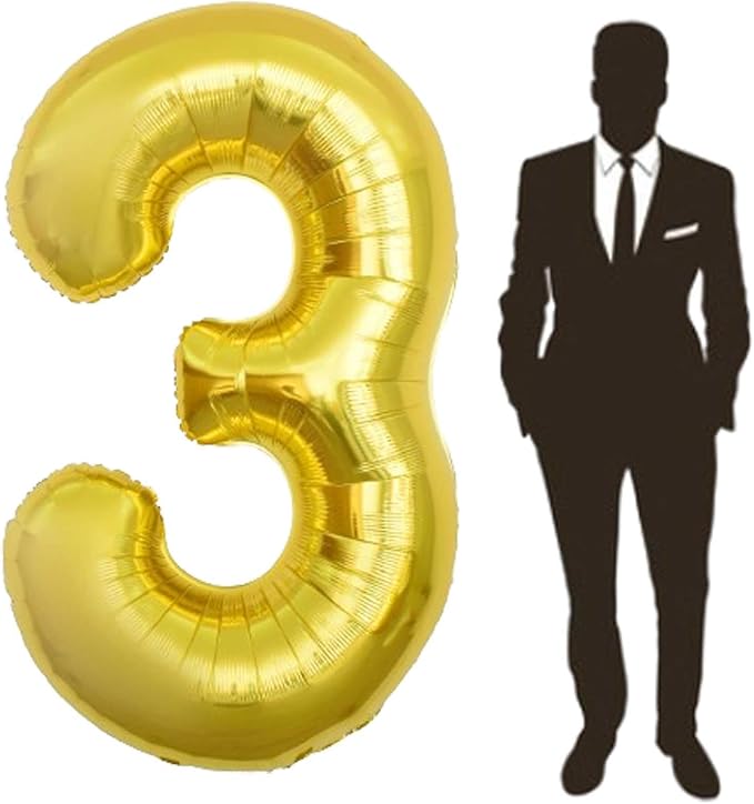 65 Inch Giant gold Foil Number Balloon, Old Children's Birthday Party Helium by Yimenbloon