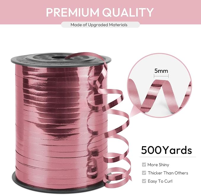 Pink Curling Ribbon, 1/5" Wide x 500 Yards Christmas Curling Ribbons - Image 2