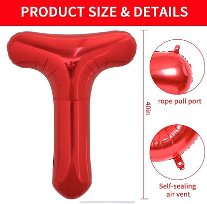 TONIFUL 40 Inch Large Bright Red Letter Balloons A-Z, Giant Jumbo Helium Foil - Image 2