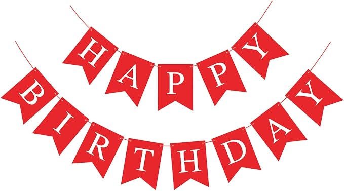 Hooqict Red Happy Birthday Banner Sign by Hooqict