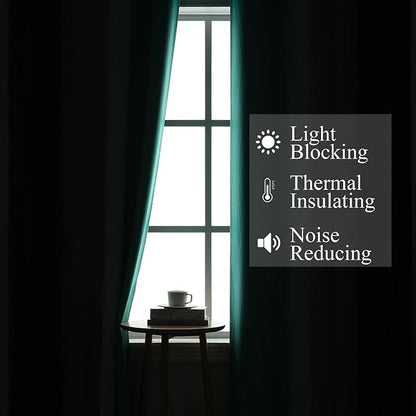 Navy Blue and Teal Blackout Curtains 45 Inch Length, Full Light Blocking - Image 3