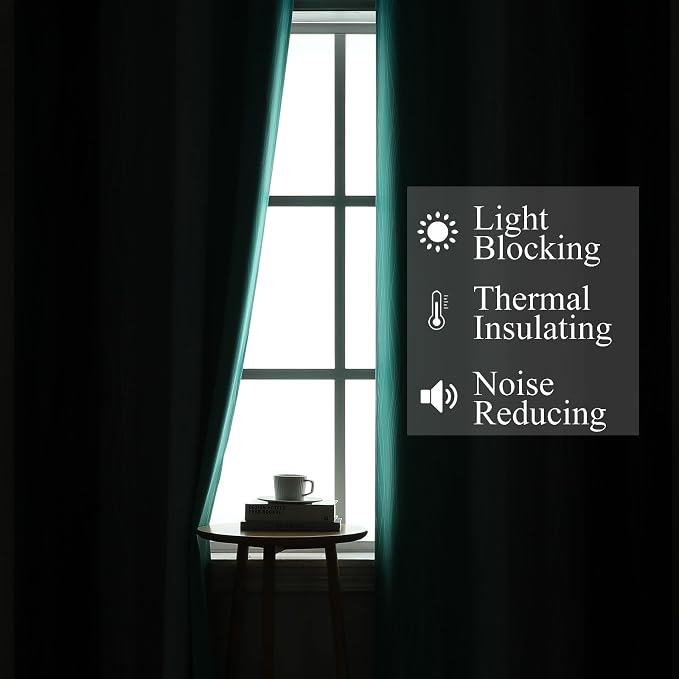 Navy Blue and Teal Ombre Blackout Curtains 45 Inch Length 2 Panels, Full Room - Image 3