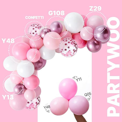 PartyWoo Pink and White Balloons 66pcs Metallic Pearl Pink White Balloons | - Image 3