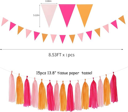 Hot-Pink Burnt-Orange Fall Party Decorations - Image 3