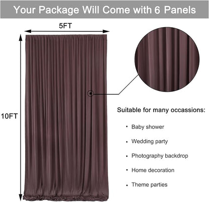 30ft x 10ft Wrinkle Free Brown Backdrop Curtain - Image 6