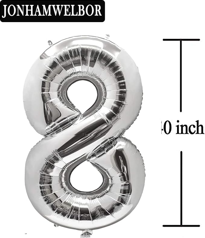Jonhamwelbor 18 Number Balloons Silver Giant Jumbo Foil Mylar | 18th Birthday - Image 3