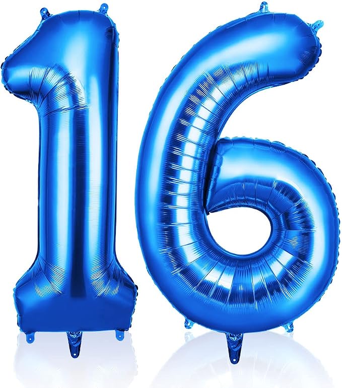OFFCUP Helium Balloons, 40 Inches Number Balloons 16, Foil Balloons Birthday by OFFCUP