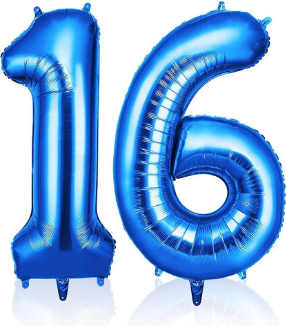OFFCUP Helium Balloons, 40 Inches Number Balloons 16, Foil Balloons Birthday by OFFCUP