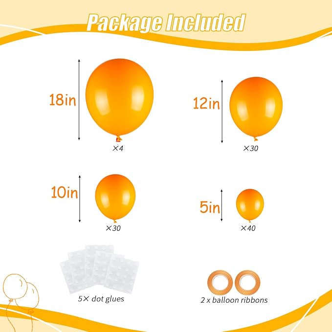 104pcs Orange Balloons Garland Arch Kit Different Sizes 18/12/10/5 Inch | - Image 2