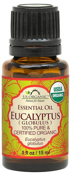 US Organic 100% Pure Eucalyptus Essential Oil (Globulus) - USDA Certified Organic, Steam Distilled - W/Euro droppers (More Size Variations Available) (15 ml / .5 fl oz)