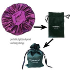 VEYRNEIC Hair Satin Bonnet for Sleeping Shower Caps Silk Chemo Caps with Wide Elastic Band Night Sleep Cap Bonnets for Black Women Braids (Dark Purple)