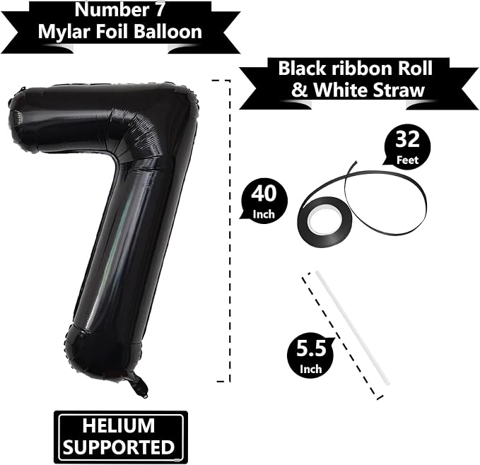 Number Balloons Black Party Balloon - Image 3