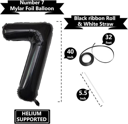 Number Balloons Black Party Balloon - Image 3