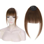Clip in Bangs Medium Brown Color 100% Real Human Hair Wispy Clip on Bangs Extensions Fringe with Temples Hairpieces for Women