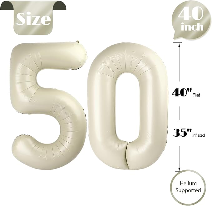 Cream Number 50 Balloon 40 Inch - Image 5