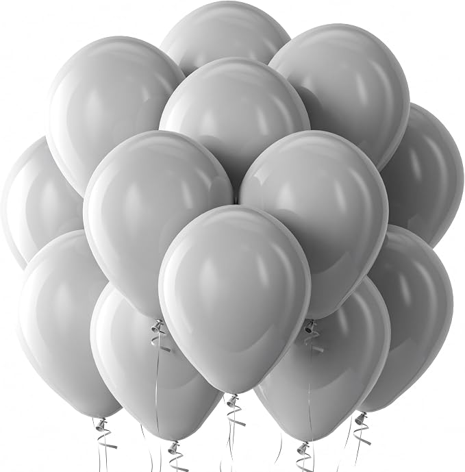 Bezente Gray Balloons Latex Party Balloons by Bezente