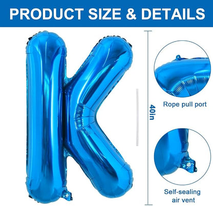 TONIFUL 40 Inch Large Blue Letter K Foil Balloons Alphabet Balloons | Giant - Image 2