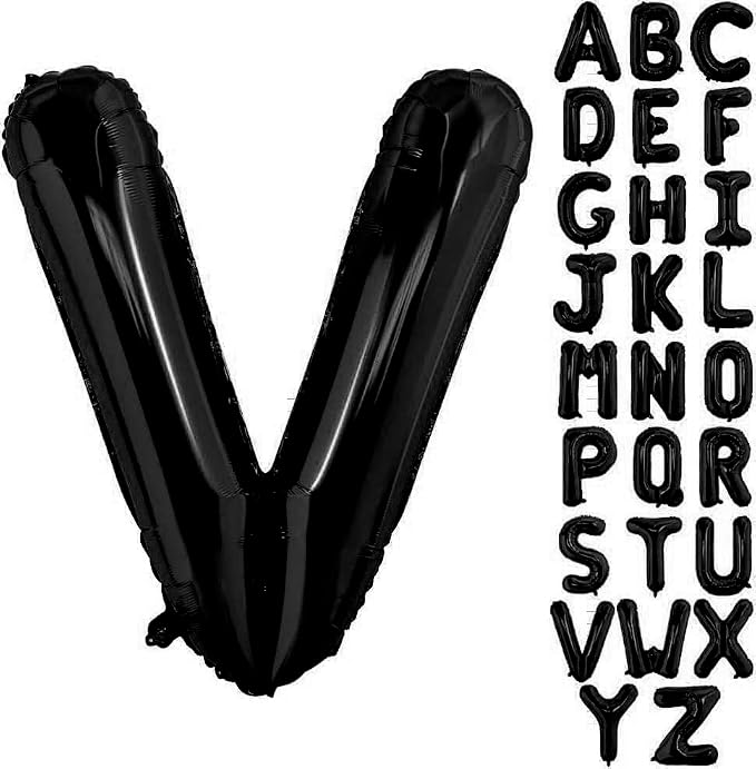 Black Letter V Balloons, V Balloon 40 Inch V Balloon Letter by BBPOOL