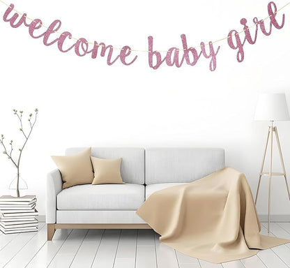 Welcome Baby Shower Party Banner, Boy and Girl Glitter Paper Sign - Image 5