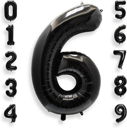 AULE 40 Inch Black Number Balloon 6 Foil 0-9 Birthday Big Numbers | Birthday by AULE