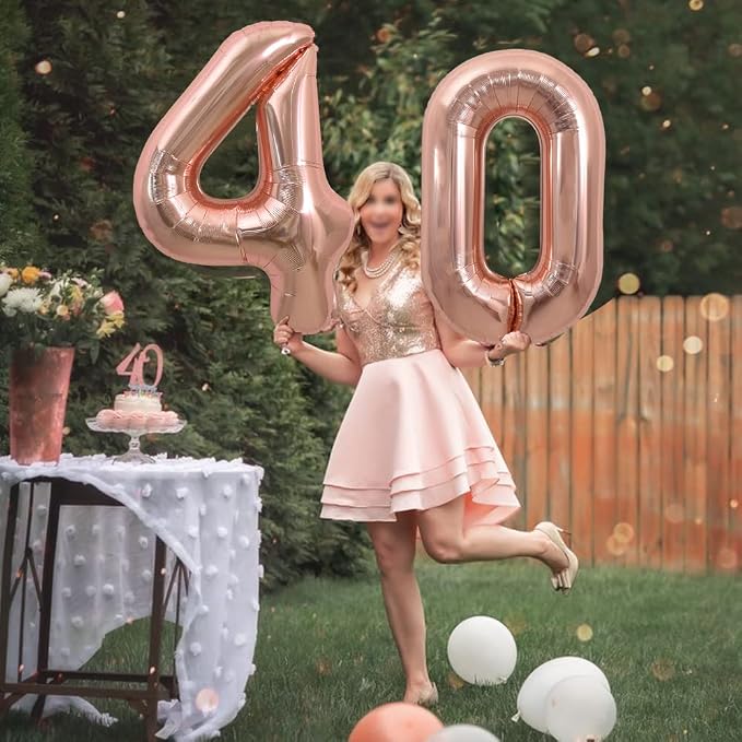 TONIFUL 40 Inch Rose Gold Large Numbers Balloons 0-9, Number 4 Digital 4 Helium - Image 3